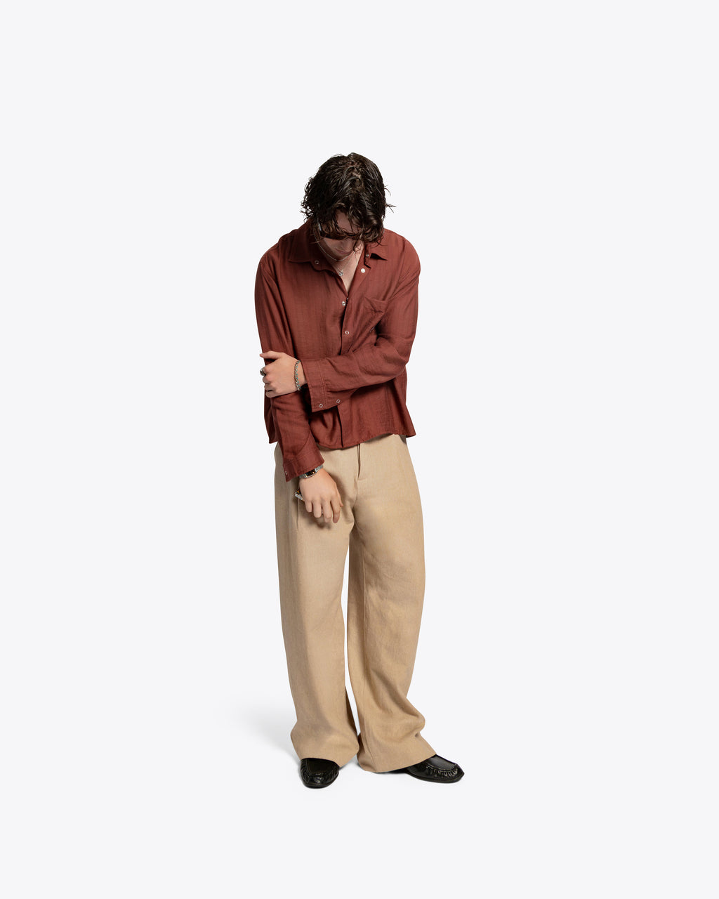 The Saturday Shirt Longsleeve Button Down - Pinstripe Tonal Red