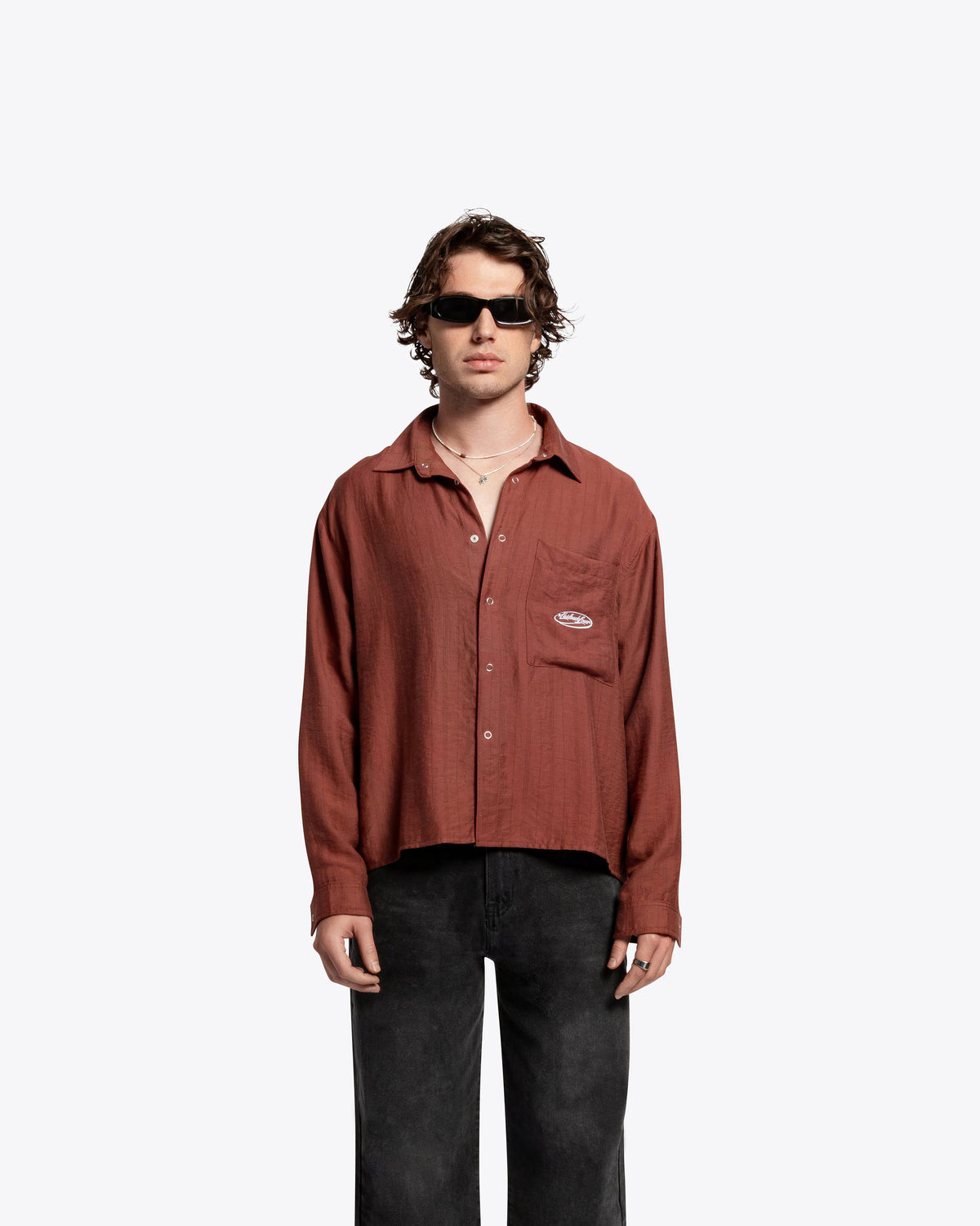The Saturday Shirt Longsleeve Button Down - Pinstripe Tonal Red