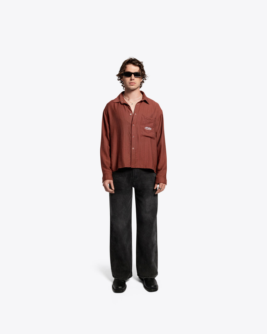 The Saturday Shirt Longsleeve Button Down - Pinstripe Tonal Red