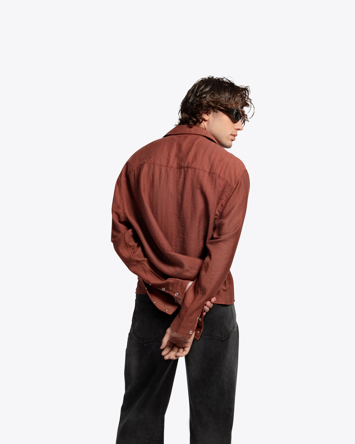 The Saturday Shirt Longsleeve Button Down - Pinstripe Tonal Red