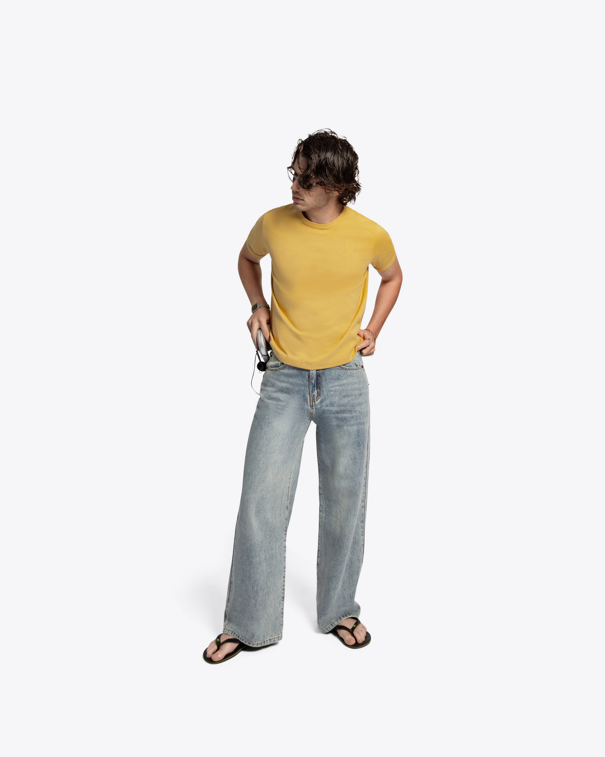 Wide Leg Straight Denim - Vintage Blue