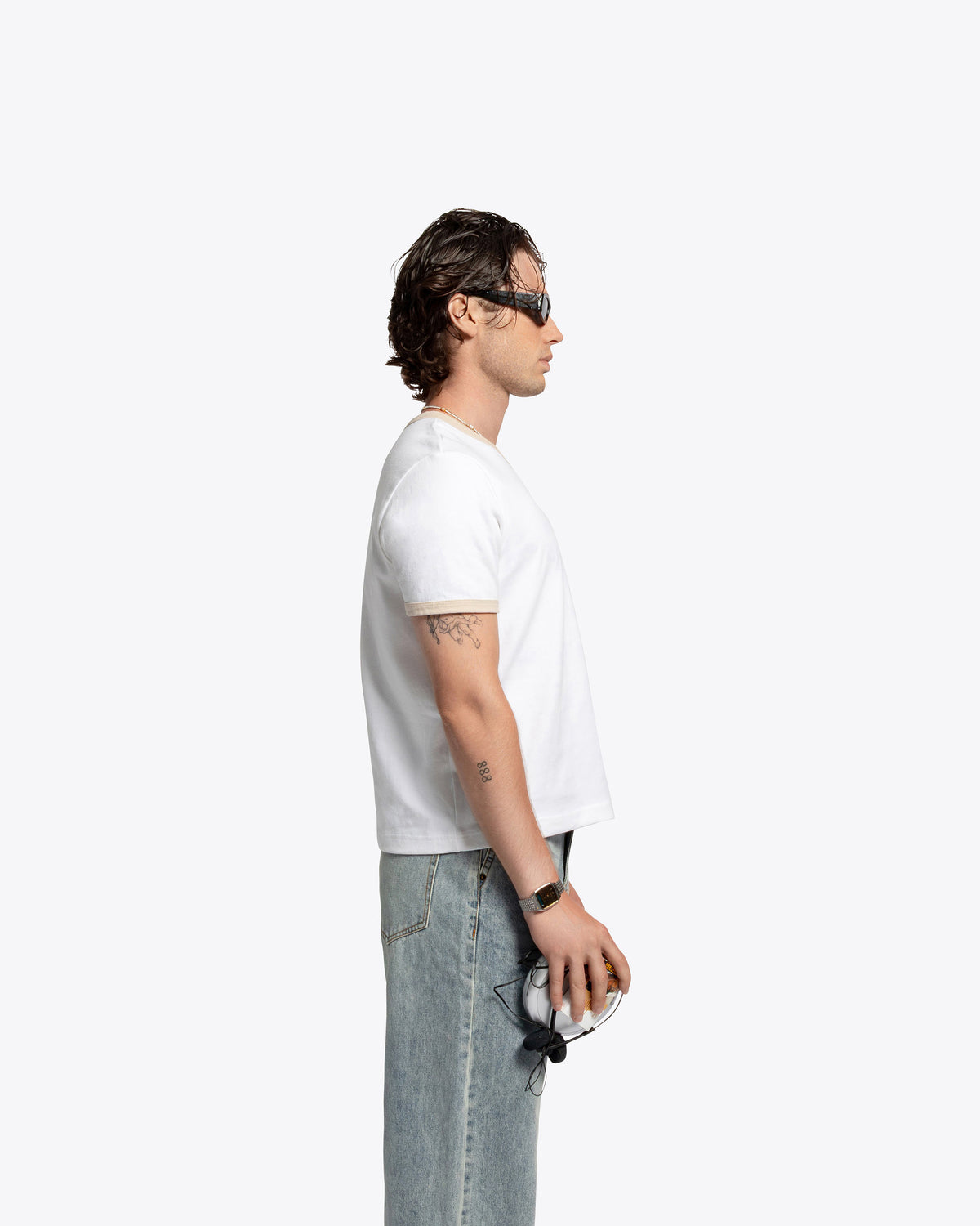 James Dean Heavyweight Ringer Tee - White / Cream