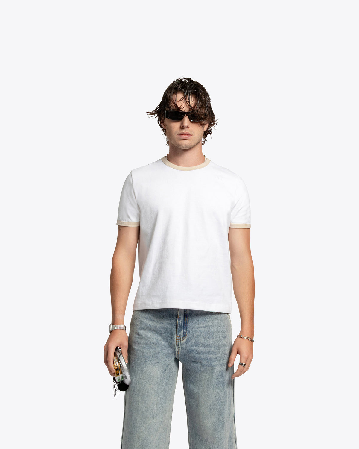 James Dean Heavyweight Ringer Tee - White / Cream