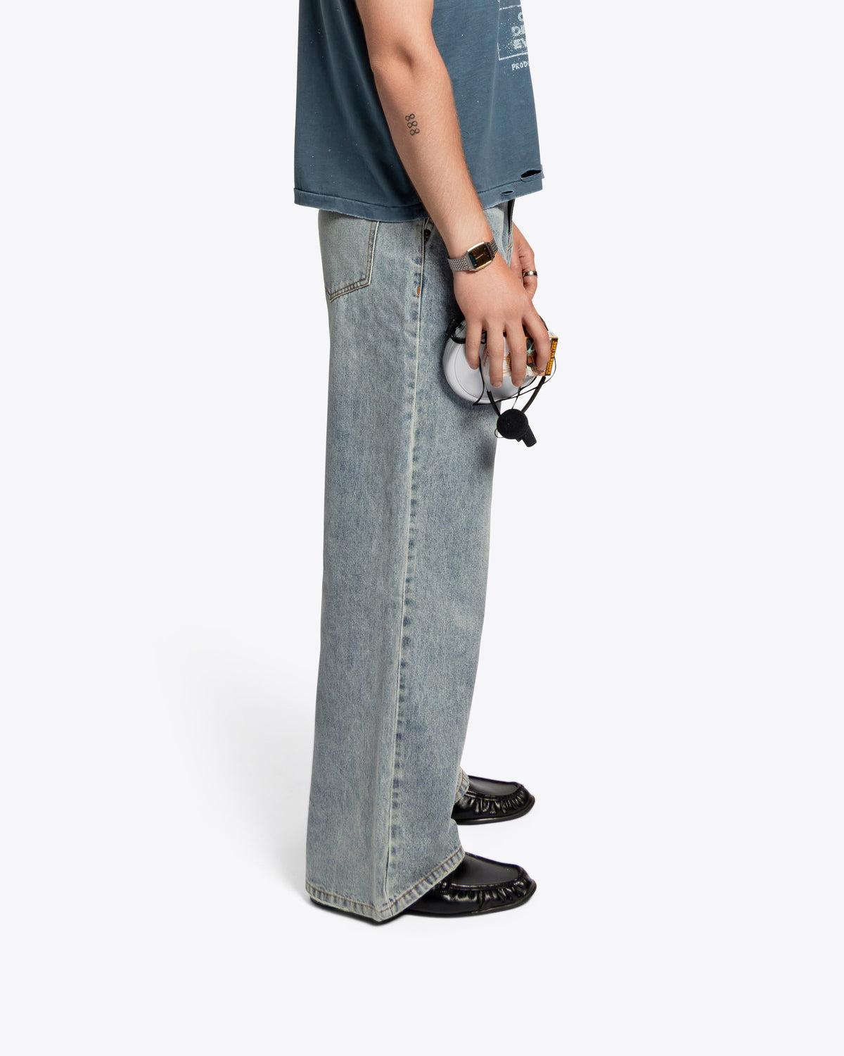 Wide Leg Straight Denim - Vintage Blue