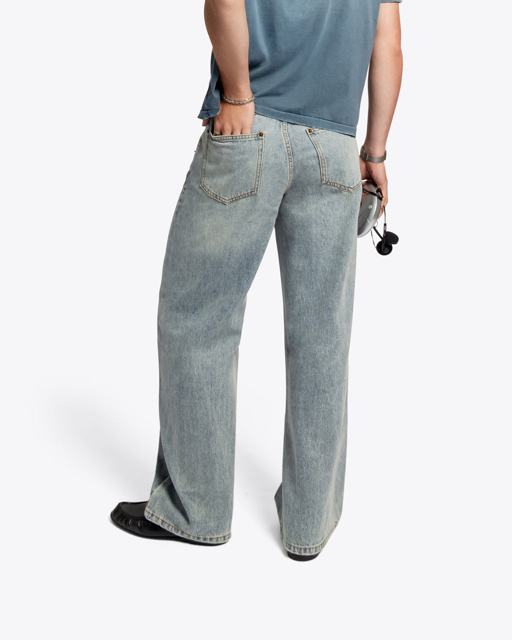 Wide Leg Straight Denim - Vintage Blue