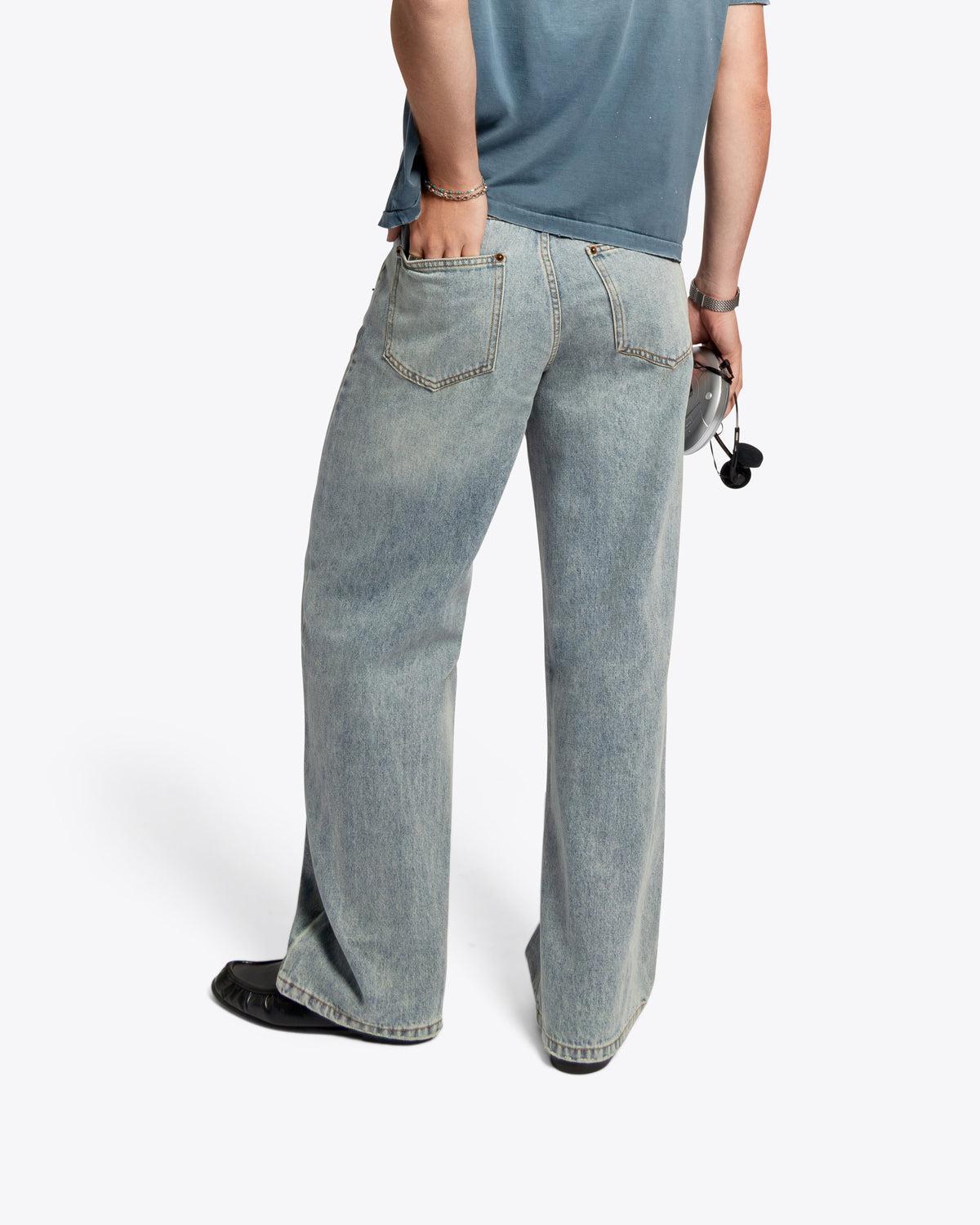 Wide Leg Straight Denim - Vintage Blue