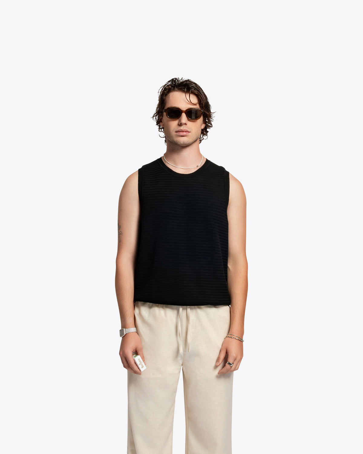 The Cig Knitted Tank - Black