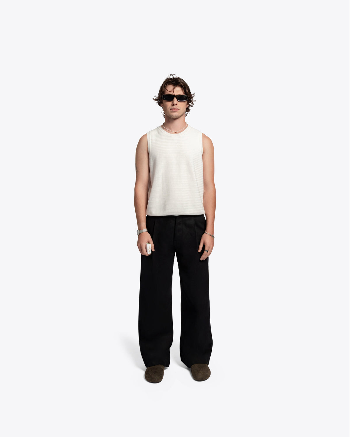 The Cig Knitted Tank - White