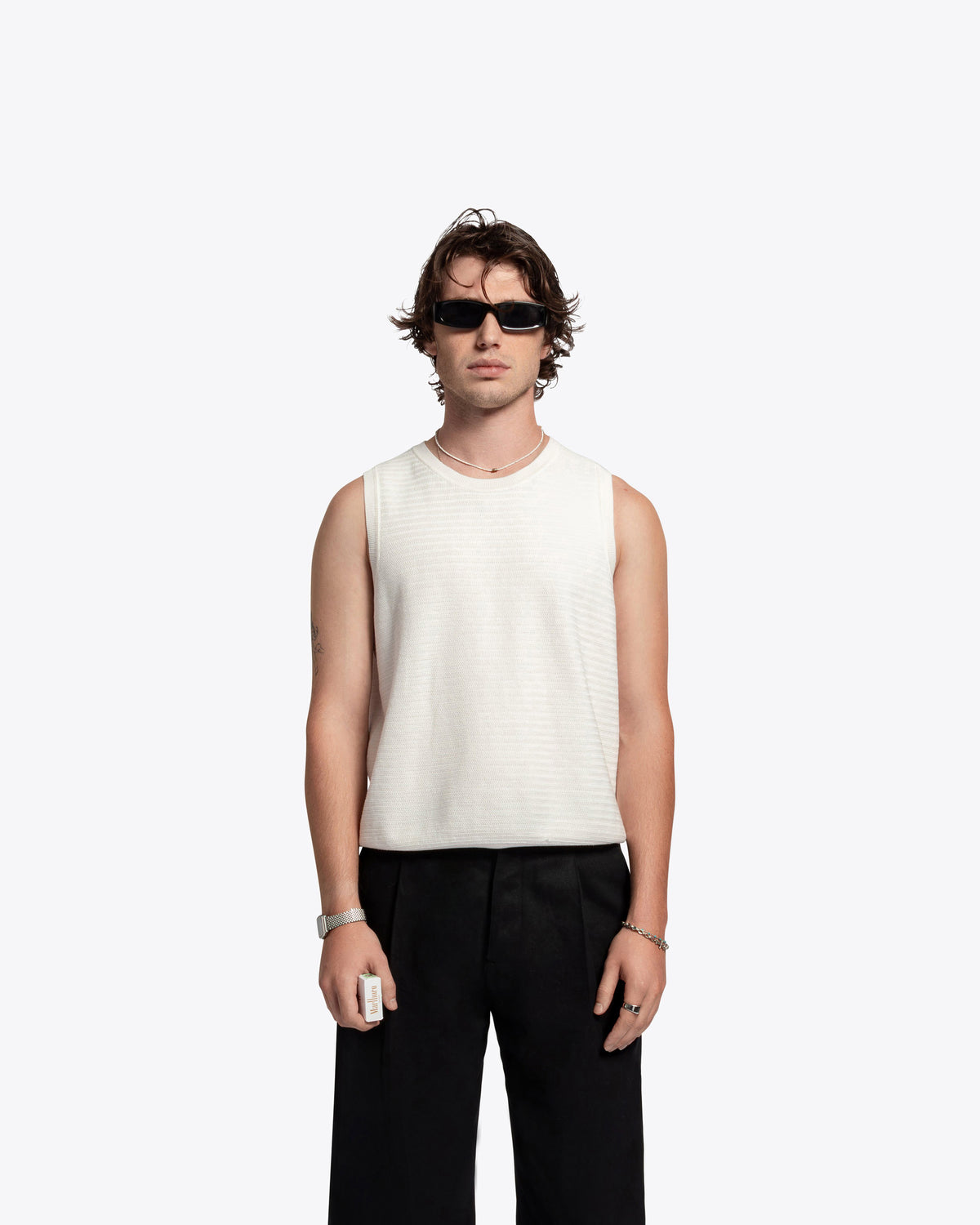 The Cig Knitted Tank - White