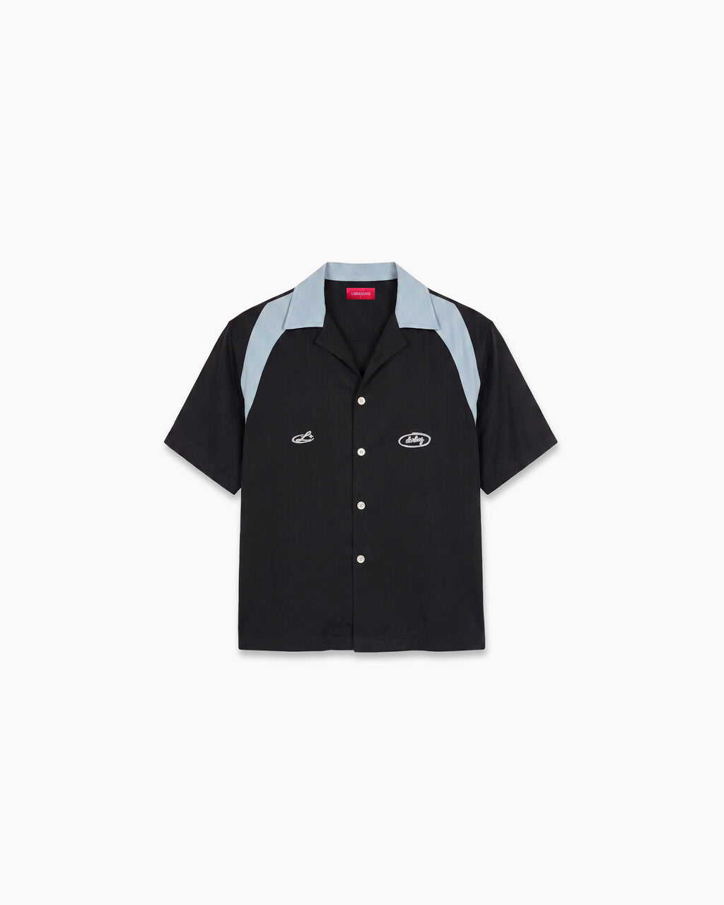 The Drift Shortsleeve Button Down - Powder Blue / Black