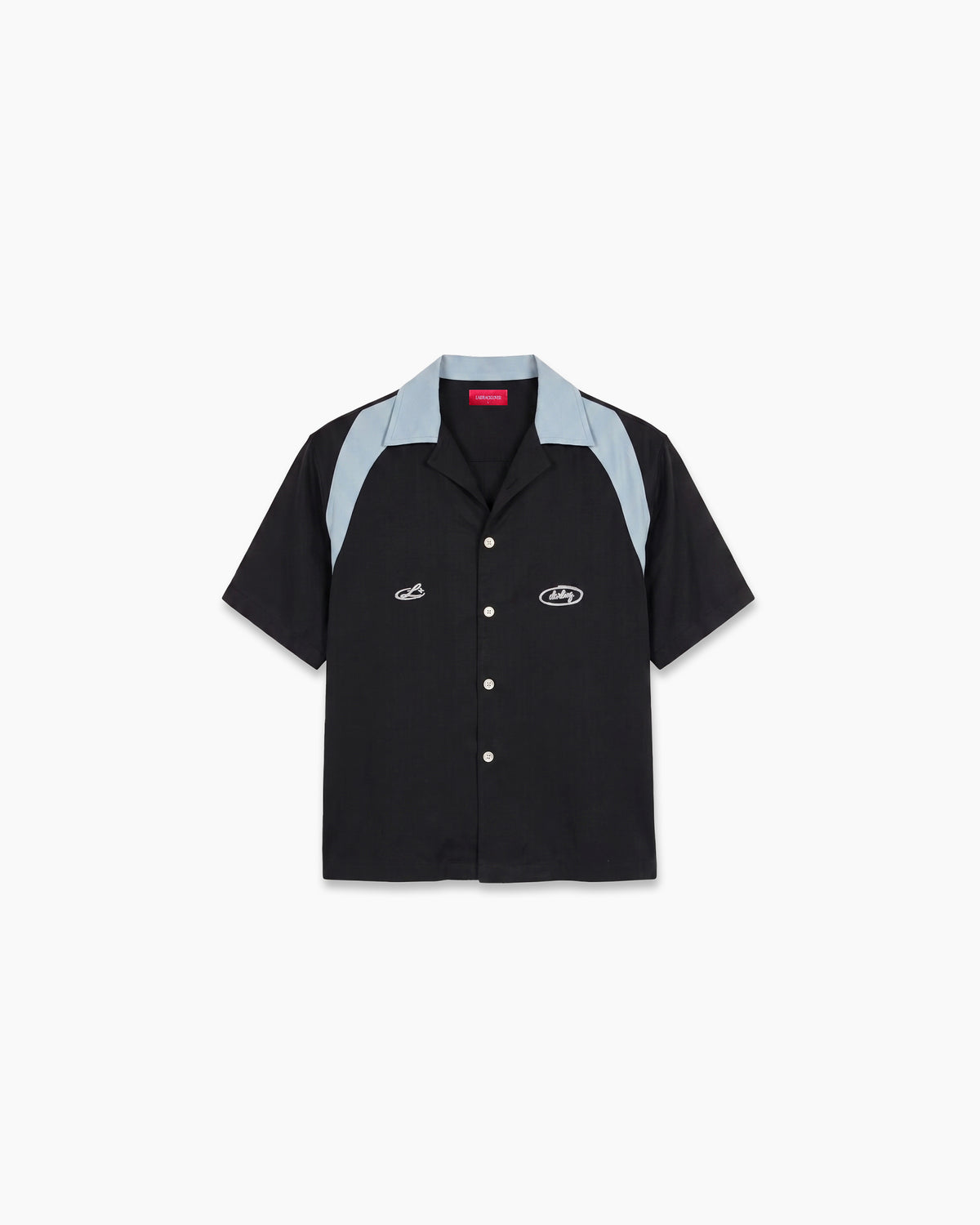 The Drift Shortsleeve Button Down - Powder Blue / Black