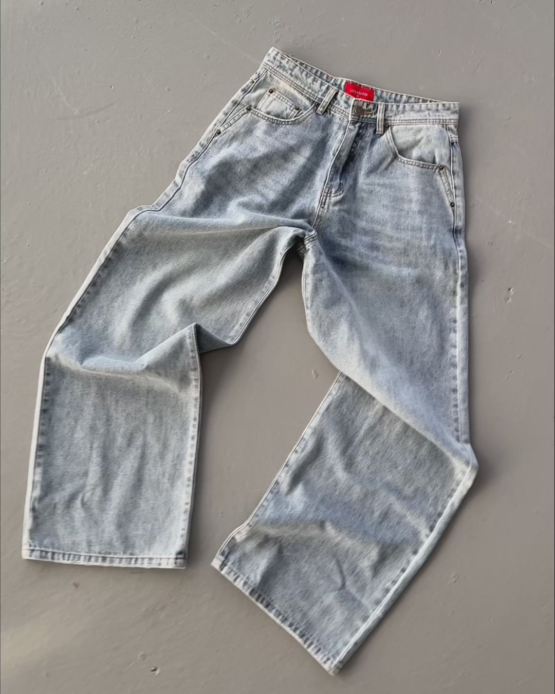 Wide Leg Straight Denim - Vintage Blue