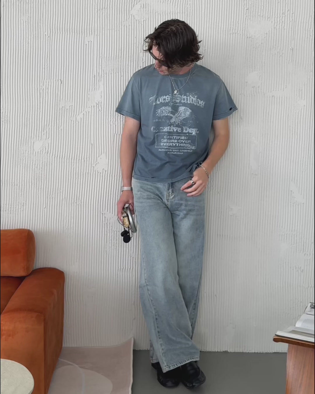 Wide Leg Straight Denim - Vintage Blue