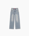 Wide Leg Straight Denim - Vintage Blue