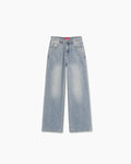 Wide Leg Straight Denim - Vintage Blue