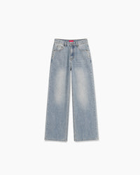 Wide Leg Straight Denim - Vintage Blue